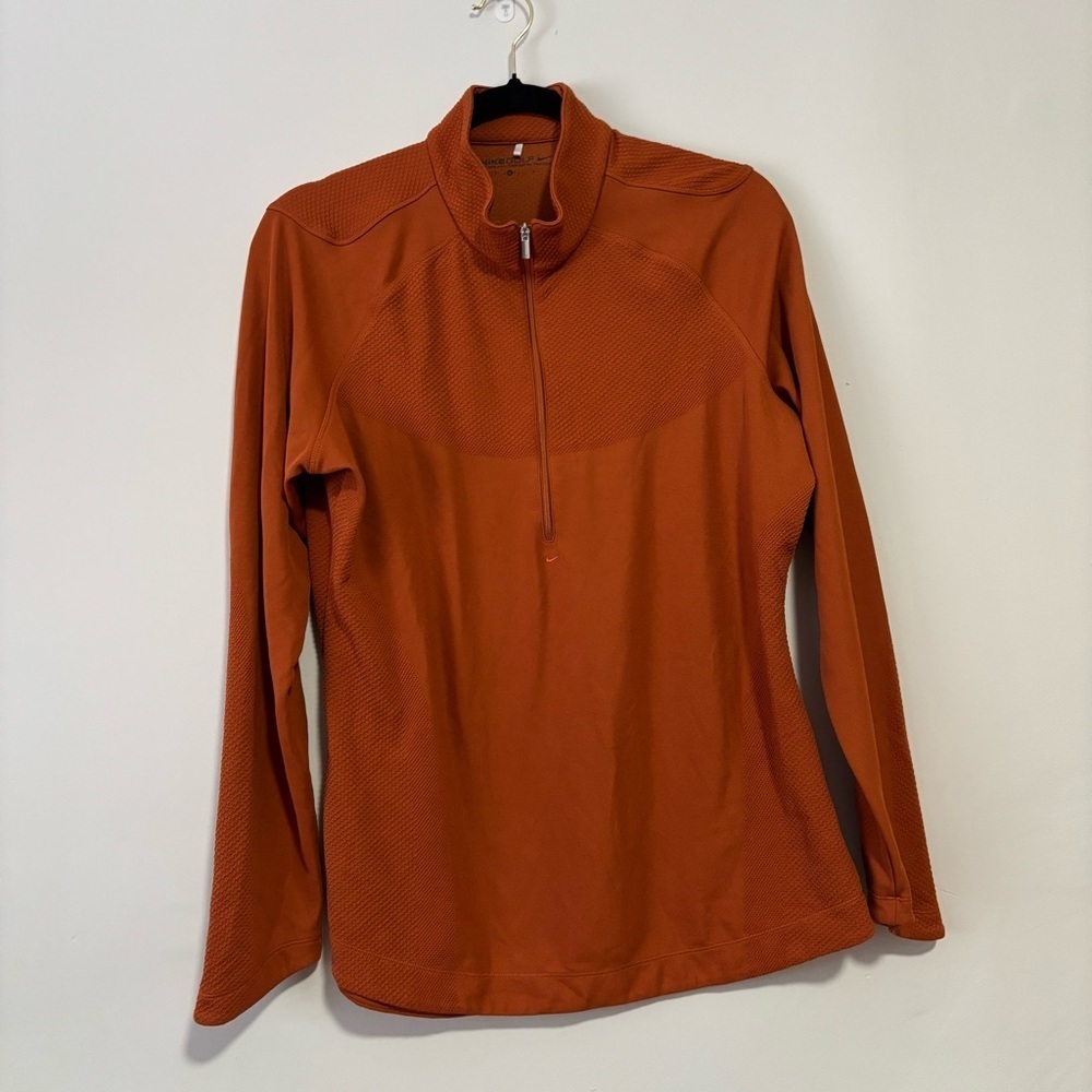 NIKE GOLF Dri fit burnt orange women’s large long sleeve 1/4 zip